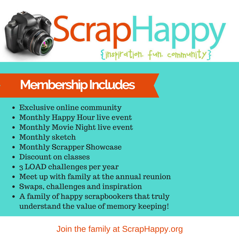 ScrapHappy Membership comes with a lot of perks, the best part is how much fun I have while actually getting my scrapbooking done! #scrapbooking