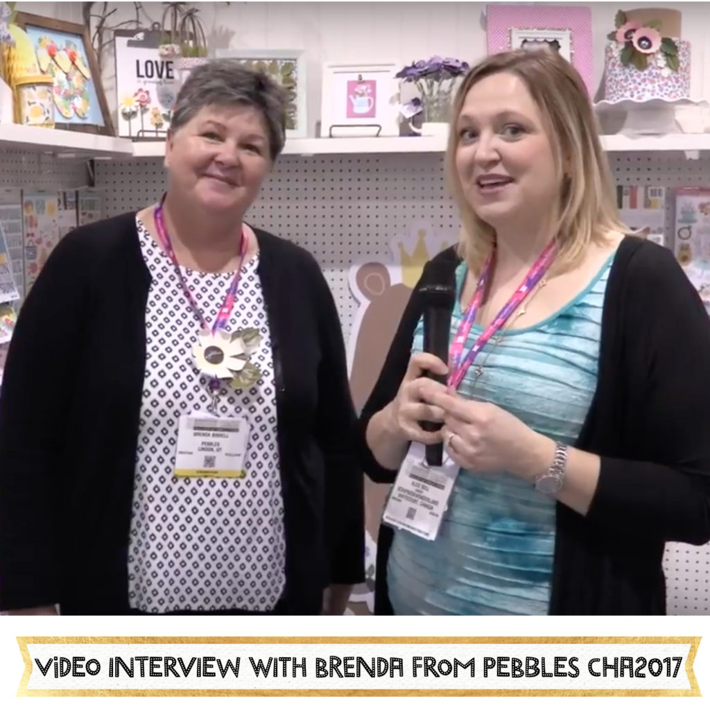 Video Interview with Brenda Birrell from Pebbles showcasing the new products at CHA2017 Creativation. #creativation #cha2017 #pebbles #scrapbooking #cardmaking #genderreveal #jenhadfield #simplelife #lullaby #baby #sunshinyday #tealightful