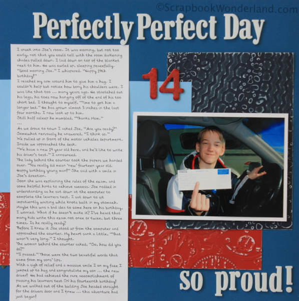 Good idea for scrapbooking teens! Love that tire texture... that's perfect!