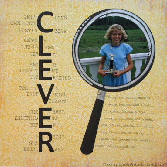 Clever layout inspired by Nancy Drew books