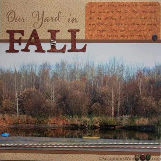 Fall scrapbook layout featuring a large 8x12 photo.