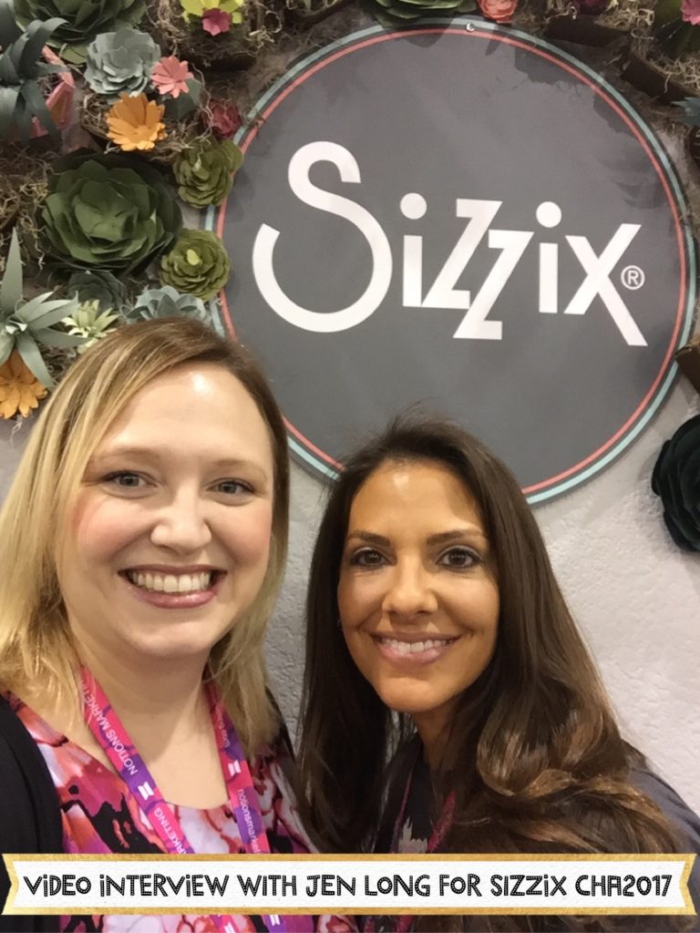 Designer Jen Long gives Alice a tour through the Sizzix booth at CHA2017 featuring David Tutera, Jen Long, Tim Holtz Cityscape and the new products. #scrapbooking #diecut #sizzix #jenlong #davidtutera #timholtz #cityscape #aliceboll #cha2017